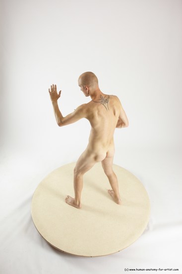 Nude Fighting with knife Man White Standing poses - ALL Slim Bald Standing poses - simple Multi angles poses Realistic