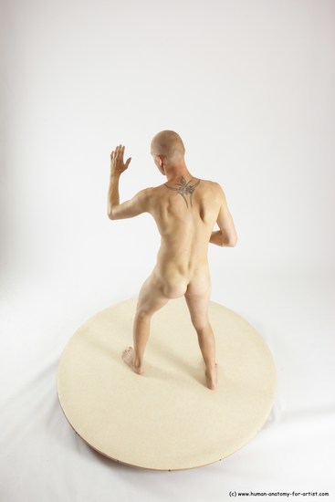 Nude Fighting with knife Man White Standing poses - ALL Slim Bald Standing poses - simple Multi angles poses Realistic