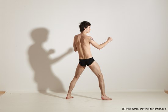 Underwear Martial art Man White Standing poses - ALL Slim Short Brown Standing poses - simple Dynamic poses Academic