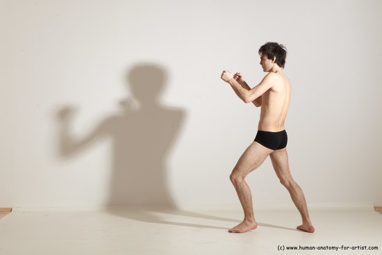 Underwear Martial art Man White Standing poses - ALL Slim Short Brown Standing poses - simple Dynamic poses Academic