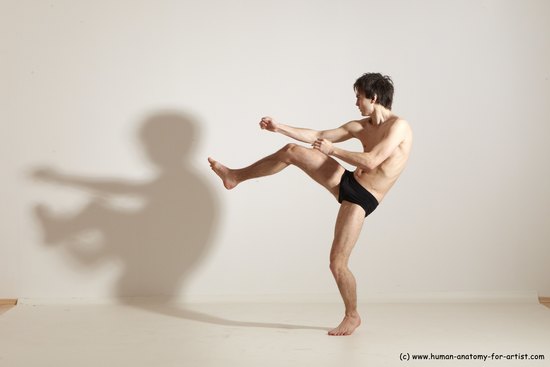 Underwear Martial art Man White Standing poses - ALL Slim Short Brown Standing poses - simple Dynamic poses Academic