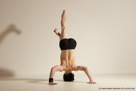 Underwear Gymnastic poses Man White Athletic Short Black Dancing Dynamic poses Academic