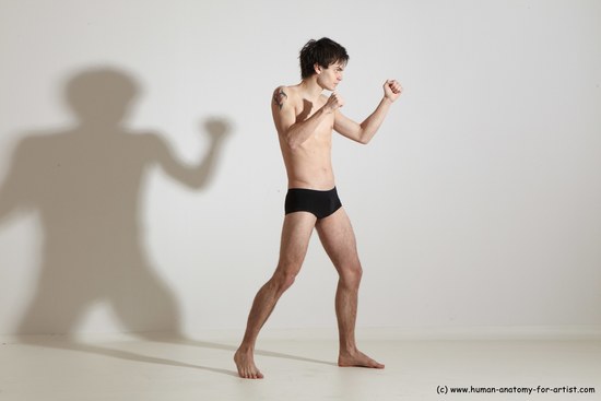 Underwear Martial art Man White Standing poses - ALL Slim Short Brown Standing poses - simple Dynamic poses Academic