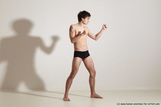 Underwear Martial art Man White Standing poses - ALL Slim Short Brown Standing poses - simple Dynamic poses Academic