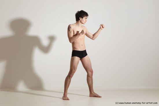 Underwear Martial art Man White Standing poses - ALL Slim Short Brown Standing poses - simple Dynamic poses Academic