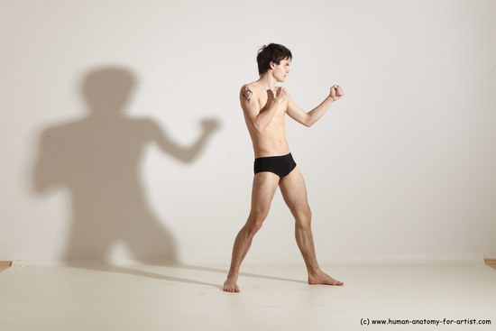 Underwear Martial art Man White Standing poses - ALL Slim Short Brown Standing poses - simple Dynamic poses Academic