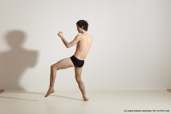 Underwear Martial art Man White Standing poses - ALL Slim Short Brown Standing poses - simple Dynamic poses Academic