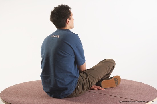 Casual Man White Sitting poses - simple Slim Short Brown Sitting poses - ALL Academic