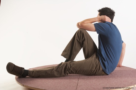 Casual Man White Sitting poses - simple Slim Short Brown Sitting poses - ALL Academic