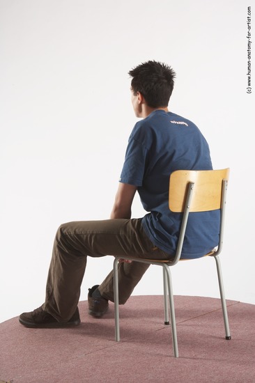 Casual Man White Sitting poses - simple Slim Short Brown Sitting poses - ALL Academic