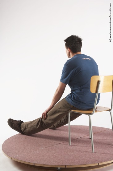 Casual Man White Sitting poses - simple Slim Short Brown Sitting poses - ALL Academic