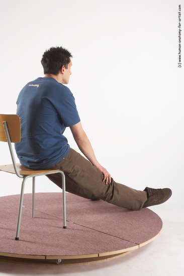 Casual Man White Sitting poses - simple Slim Short Brown Sitting poses - ALL Academic