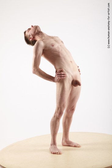 Nude Man White Standing poses - ALL Slim Short Brown Standing poses - simple Realistic