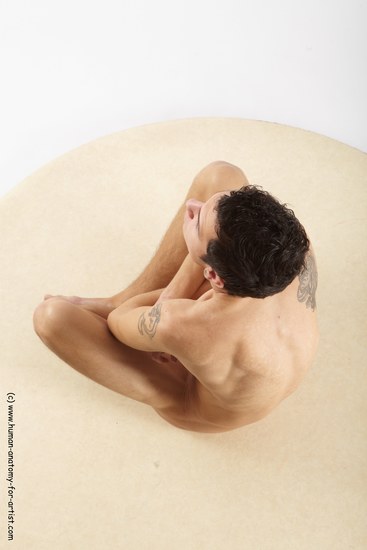 Nude Man White Sitting poses - simple Athletic Short Brown Sitting poses - ALL Realistic