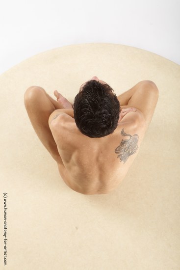 Nude Man White Sitting poses - simple Athletic Short Brown Sitting poses - ALL Realistic