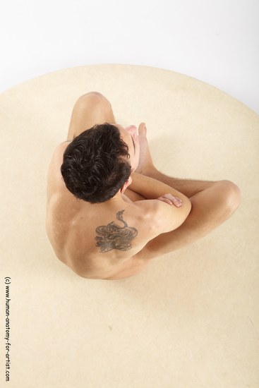 Nude Man White Sitting poses - simple Athletic Short Brown Sitting poses - ALL Realistic