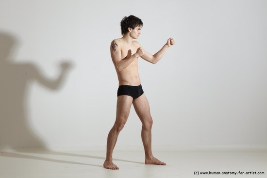 Underwear Martial art Man White Standing poses - ALL Slim Short Brown Standing poses - simple Dynamic poses Academic