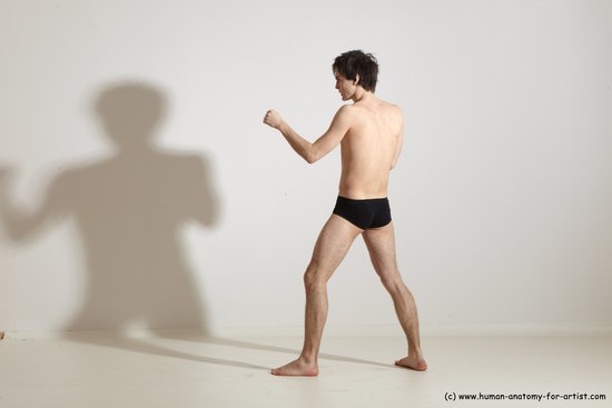 Underwear Martial art Man White Standing poses - ALL Slim Short Brown Standing poses - simple Dynamic poses Academic