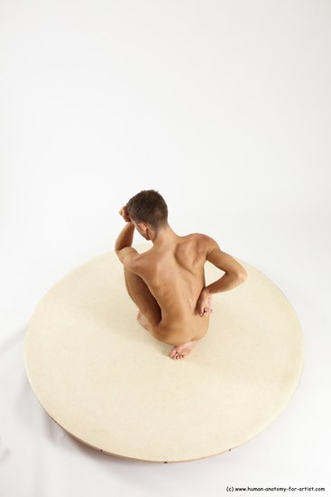 Nude Man White Kneeling poses - ALL Athletic Short Brown Kneeling poses - on one knee Multi angles poses Realistic