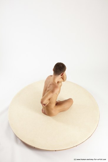 Nude Man White Kneeling poses - ALL Athletic Short Brown Kneeling poses - on one knee Multi angles poses Realistic