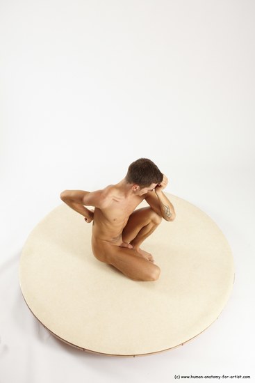 Nude Man White Kneeling poses - ALL Athletic Short Brown Kneeling poses - on one knee Multi angles poses Realistic