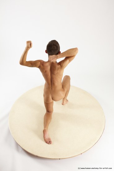 Nude Man White Kneeling poses - ALL Athletic Short Brown Kneeling poses - on one knee Multi angles poses Realistic