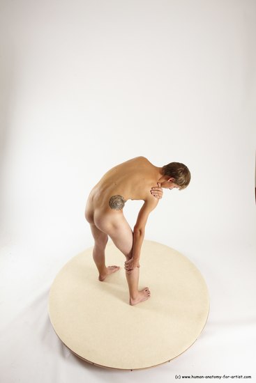 Nude Man White Standing poses - ALL Slim Short Brown Standing poses - bend over Multi angles poses Realistic