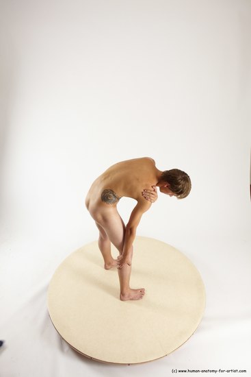 Nude Man White Standing poses - ALL Slim Short Brown Standing poses - bend over Multi angles poses Realistic