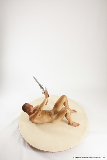 Nude Fighting with sword Man White Standing poses - ALL Slim Short Brown Standing poses - simple Multi angles poses Realistic