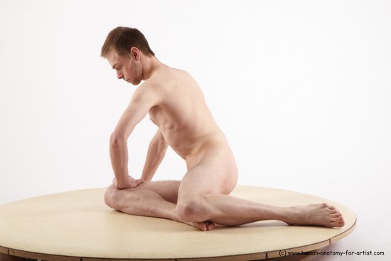 Nude Man White Sitting poses - simple Slim Short Brown Sitting poses - ALL Realistic