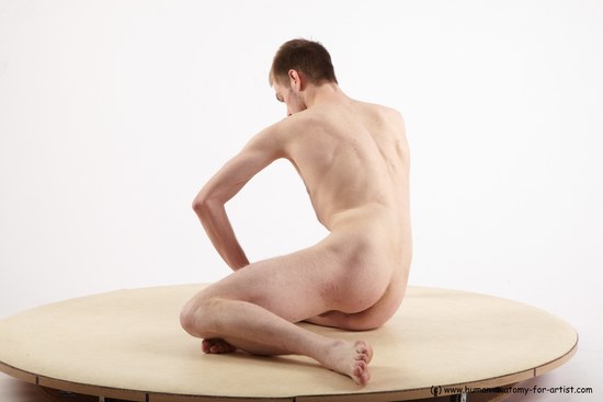 Nude Man White Sitting poses - simple Slim Short Brown Sitting poses - ALL Realistic