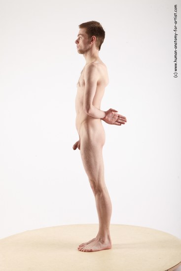 Nude Man White Standing poses - ALL Slim Short Brown Standing poses - simple Realistic