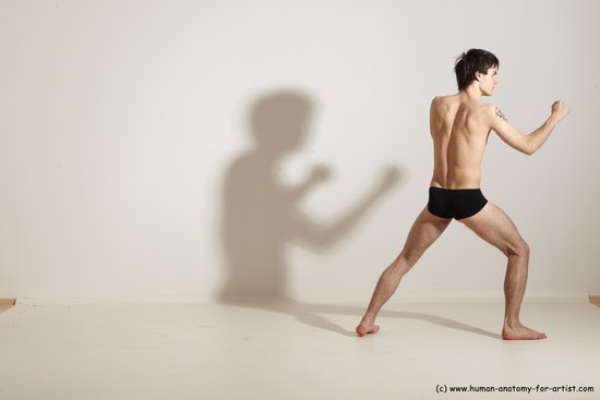 Underwear Martial art Man White Standing poses - ALL Slim Short Brown Standing poses - simple Dynamic poses Academic