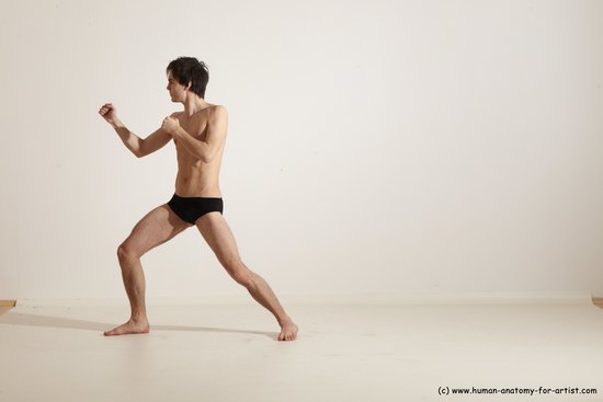 Underwear Martial art Man White Standing poses - ALL Slim Short Brown Standing poses - simple Dynamic poses Academic