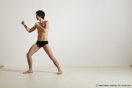 Underwear Martial art Man White Standing poses - ALL Slim Short Brown Standing poses - simple Dynamic poses Academic