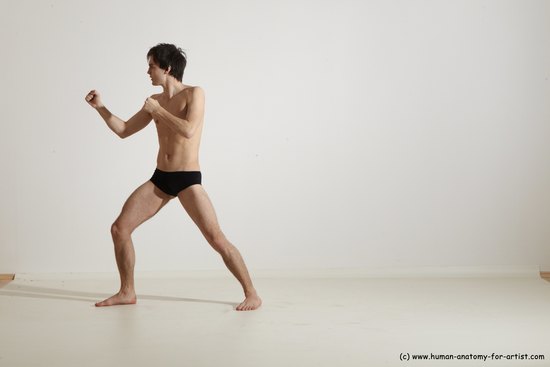 Underwear Martial art Man White Standing poses - ALL Slim Short Brown Standing poses - simple Dynamic poses Academic