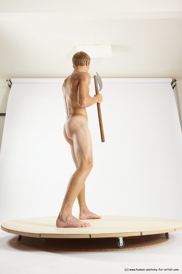 Nude Fighting with axe Man White Standing poses - ALL Athletic Short Brown Standing poses - simple Multi angles poses Realistic