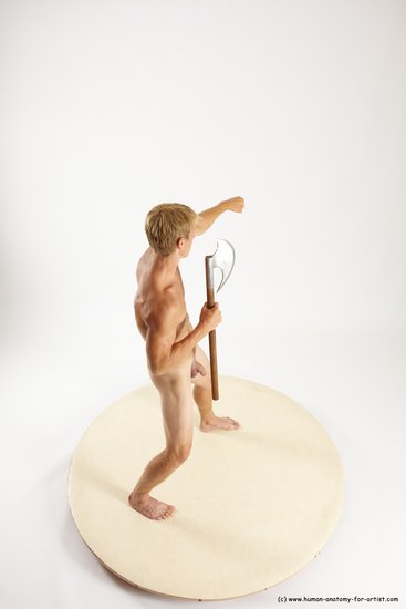 Nude Fighting with axe Man White Standing poses - ALL Athletic Short Brown Standing poses - simple Multi angles poses Realistic