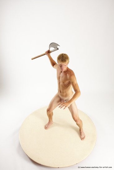 Nude Fighting with axe Man White Standing poses - ALL Athletic Short Brown Standing poses - simple Multi angles poses Realistic