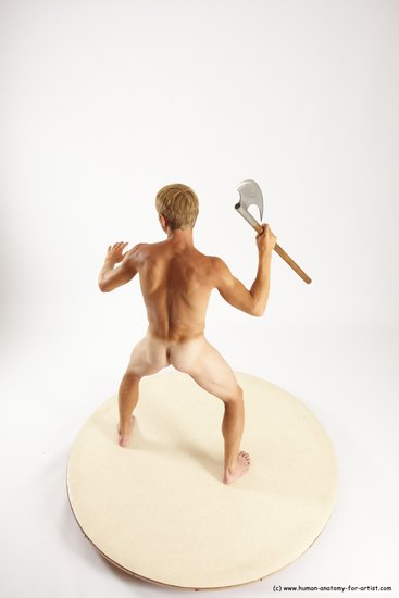 Nude Fighting with axe Man White Standing poses - ALL Athletic Short Brown Standing poses - simple Multi angles poses Realistic