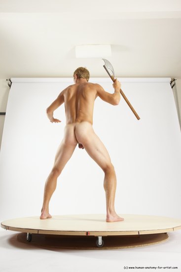 Nude Fighting with axe Man White Standing poses - ALL Athletic Short Brown Standing poses - simple Multi angles poses Realistic