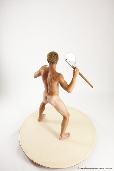 Nude Fighting with axe Man White Standing poses - ALL Athletic Short Brown Standing poses - simple Multi angles poses Realistic