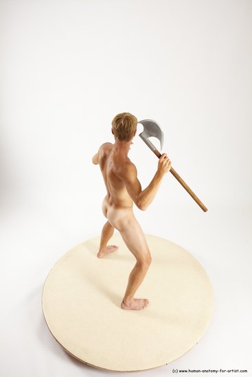 Nude Fighting with axe Man White Standing poses - ALL Athletic Short Brown Standing poses - simple Multi angles poses Realistic