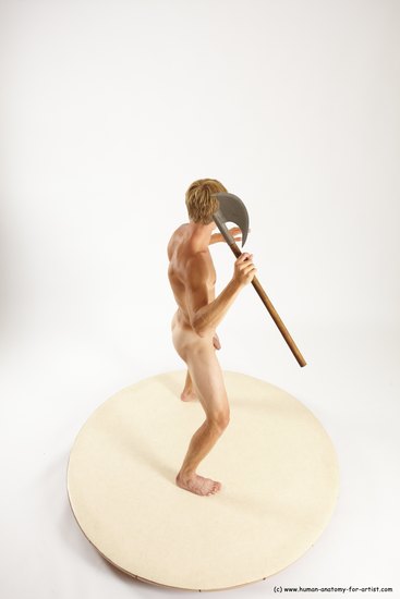 Nude Fighting with axe Man White Standing poses - ALL Athletic Short Brown Standing poses - simple Multi angles poses Realistic