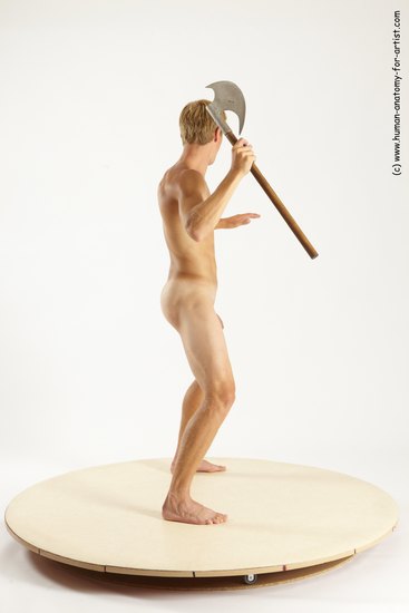 Nude Fighting with axe Man White Standing poses - ALL Athletic Short Brown Standing poses - simple Multi angles poses Realistic