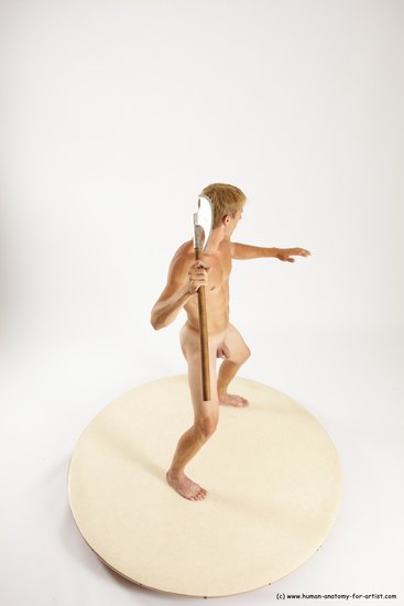 Nude Fighting with axe Man White Standing poses - ALL Athletic Short Brown Standing poses - simple Multi angles poses Realistic