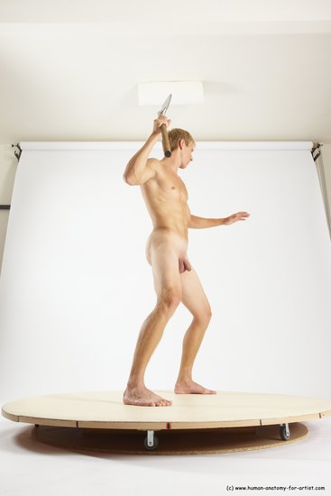 Nude Fighting with axe Man White Standing poses - ALL Athletic Short Brown Standing poses - simple Multi angles poses Realistic