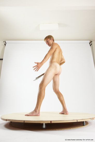 Nude Fighting with axe Man White Standing poses - ALL Athletic Short Brown Standing poses - simple Multi angles poses Realistic