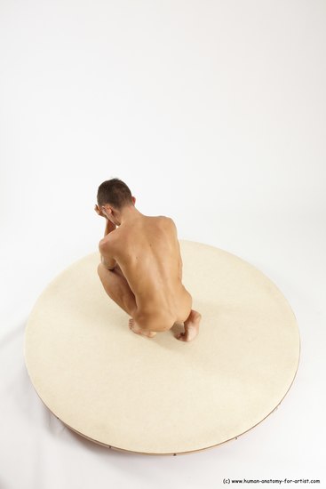 Nude Man White Kneeling poses - ALL Athletic Short Brown Kneeling poses - on one knee Multi angles poses Realistic