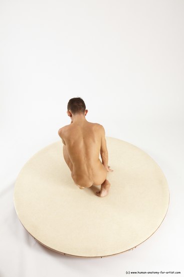 Nude Man White Kneeling poses - ALL Athletic Short Brown Kneeling poses - on one knee Multi angles poses Realistic